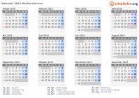 Kalender 2015 mit Ferien und Feiertagen Nordterritorium