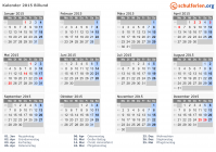Kalender 2015 mit Ferien und Feiertagen Billund