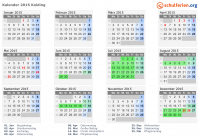 Kalender 2015 mit Ferien und Feiertagen Kolding