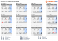 Kalender 2015 mit Ferien und Feiertagen Vesthimmerlands
