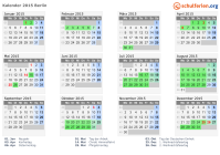 Kalender 2015 mit Ferien und Feiertagen Berlin