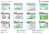 Kalender 2015 mit Ferien und Feiertagen Saarland