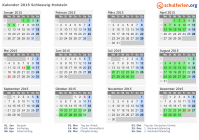 Kalender 2015 mit Ferien und Feiertagen Schleswig-Holstein