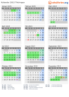 Kalender 2015 mit Ferien und Feiertagen Thüringen