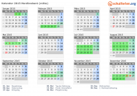 Kalender 2015 mit Ferien und Feiertagen Nordbrabant (mitte)