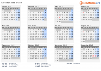 Kalender 2015 mit Ferien und Feiertagen Irland