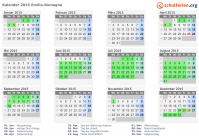 Kalender 2015 mit Ferien und Feiertagen Emilia-Romagna