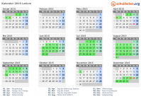 Kalender 2015 mit Ferien und Feiertagen Latium