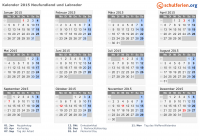 Kalender 2015 mit Ferien und Feiertagen Neufundland und Labrador