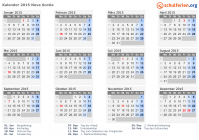 Kalender 2015 mit Ferien und Feiertagen Nova Scotia