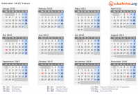 Kalender 2015 mit Ferien und Feiertagen Yukon