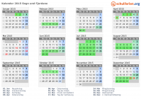 Kalender 2015 mit Ferien und Feiertagen Sogn und Fjordane