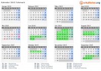 Kalender 2015 mit Ferien und Feiertagen Telemark
