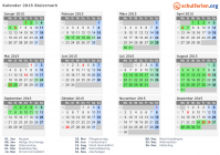 Kalender 2015 mit Ferien und Feiertagen Steiermark