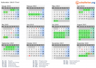 Kalender 2015 mit Ferien und Feiertagen Tirol