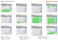 Kalender 2015 mit Ferien und Feiertagen Masowien