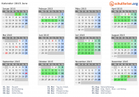 Kalender 2015 mit Ferien und Feiertagen Jura