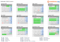 Kalender 2015 mit Ferien und Feiertagen Luzern