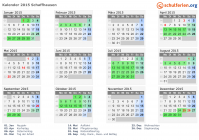 Kalender 2015 mit Ferien und Feiertagen Schaffhausen