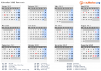 Kalender 2015 mit Ferien und Feiertagen Tansania