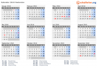 Kalender 2016 mit Ferien und Feiertagen Haderslev