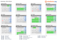 Kalender 2016 mit Ferien und Feiertagen Dijon