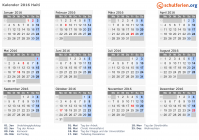 Kalender 2016 mit Ferien und Feiertagen Haiti