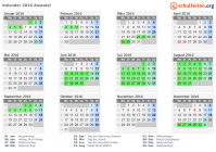 Kalender 2016 mit Ferien und Feiertagen Aostatal