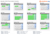 Kalender 2016 mit Ferien und Feiertagen Friaul-Julisch Venetien