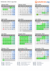 Kalender 2016 mit Ferien und Feiertagen Ligurien