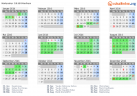 Kalender 2016 mit Ferien und Feiertagen Marken