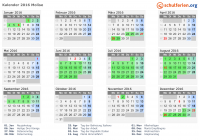 Kalender 2016 mit Ferien und Feiertagen Molise