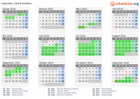 Kalender 2016 mit Ferien und Feiertagen Sizilien