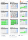 Kalender 2016 mit Ferien und Feiertagen Prince Edward Island