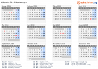 Kalender 2016 mit Ferien und Feiertagen Montenegro