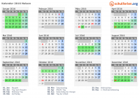 Kalender 2016 mit Ferien und Feiertagen Nelson