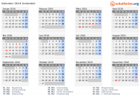 Kalender 2016 mit Ferien und Feiertagen Innlandet