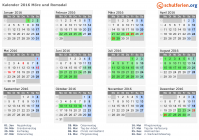 Kalender 2016 mit Ferien und Feiertagen Møre og Romsdal