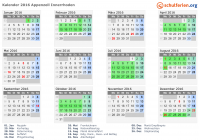 Kalender 2016 mit Ferien und Feiertagen Appenzell Innerrhoden