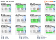 Kalender 2016 mit Ferien und Feiertagen Nidwalden
