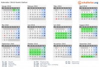 Kalender 2016 mit Ferien und Feiertagen Sankt Gallen