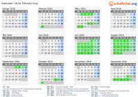 Kalender 2016 mit Ferien und Feiertagen Žilinský kraj