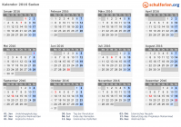 Kalender 2016 mit Ferien und Feiertagen Sudan