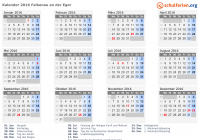Kalender 2016 mit Ferien und Feiertagen Falkenau an der Eger