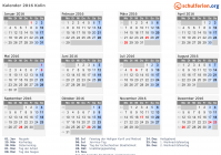 Kalender 2016 mit Ferien und Feiertagen Kolin