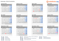 Kalender 2016 mit Ferien und Feiertagen Pardubitz