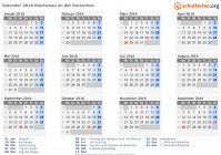 Kalender 2016 mit Ferien und Feiertagen Reichenau an der Knieschna
