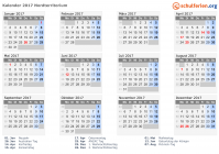 Kalender 2017 mit Ferien und Feiertagen Nordterritorium