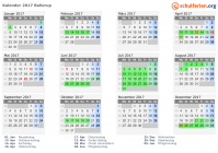 Kalender 2017 mit Ferien und Feiertagen Ballerup