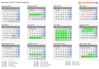 Kalender 2017 mit Ferien und Feiertagen Frederiksberg
